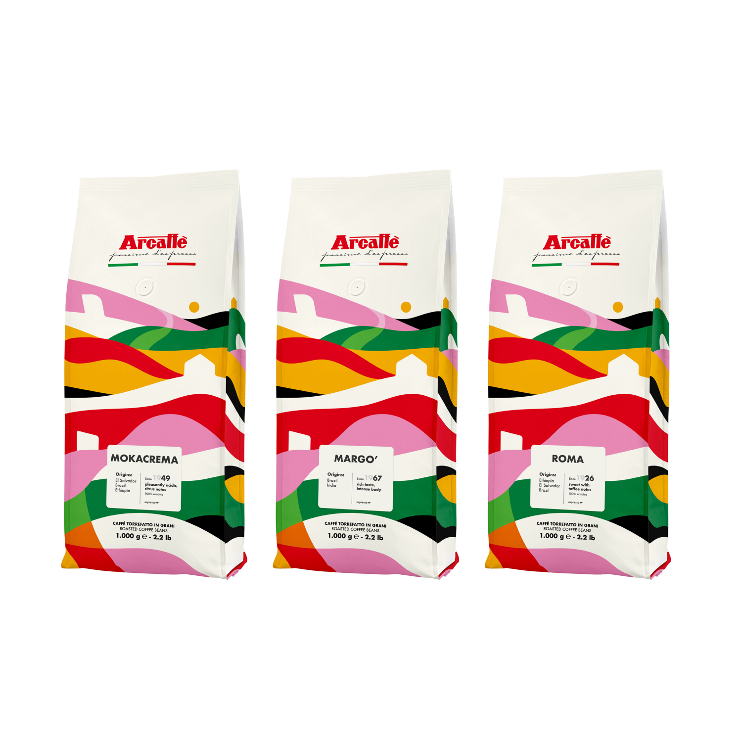 Zestaw kawa Arcaffe 3x1kg - Roma + Mokacrema + Margo
